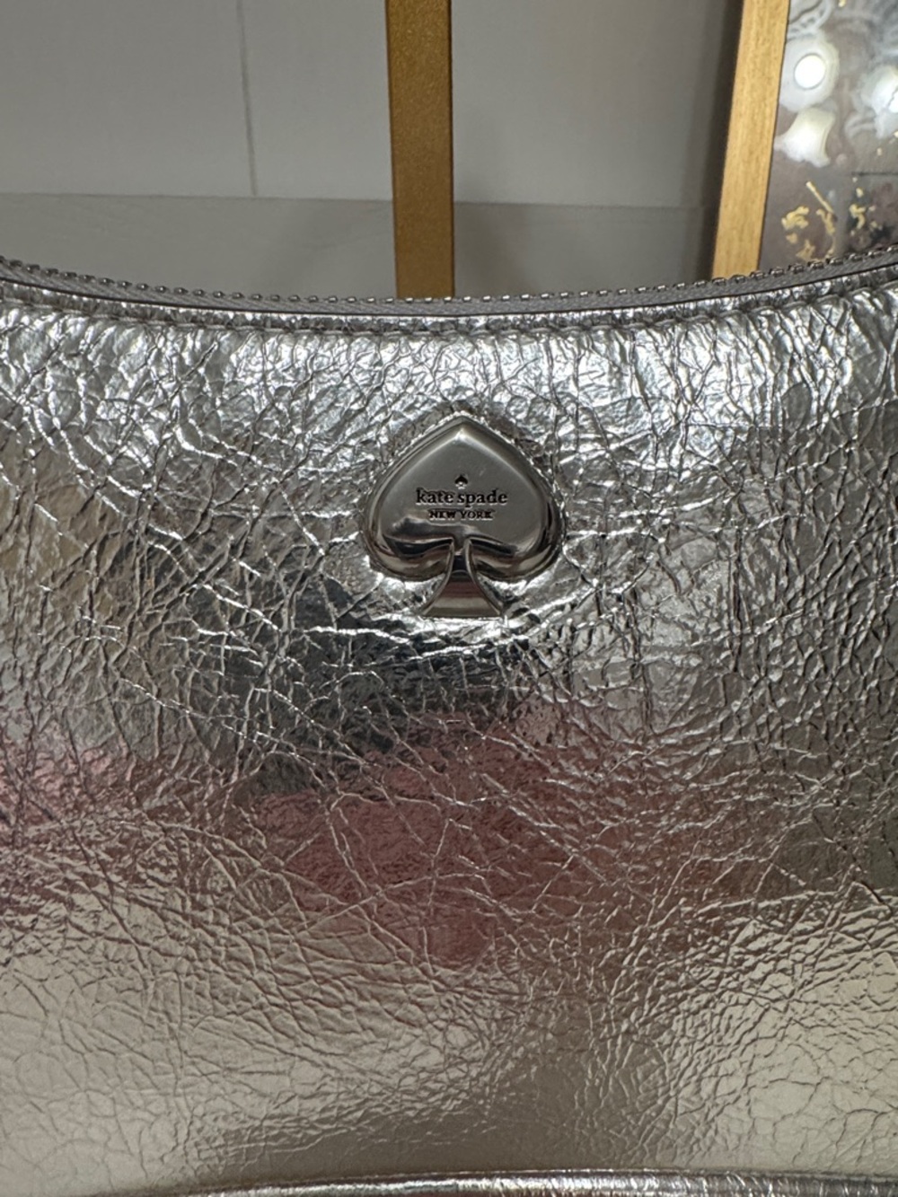 kate spade Metallic Silver Shoulder Bag NWT with crossbody strap - Picture 2 of 6